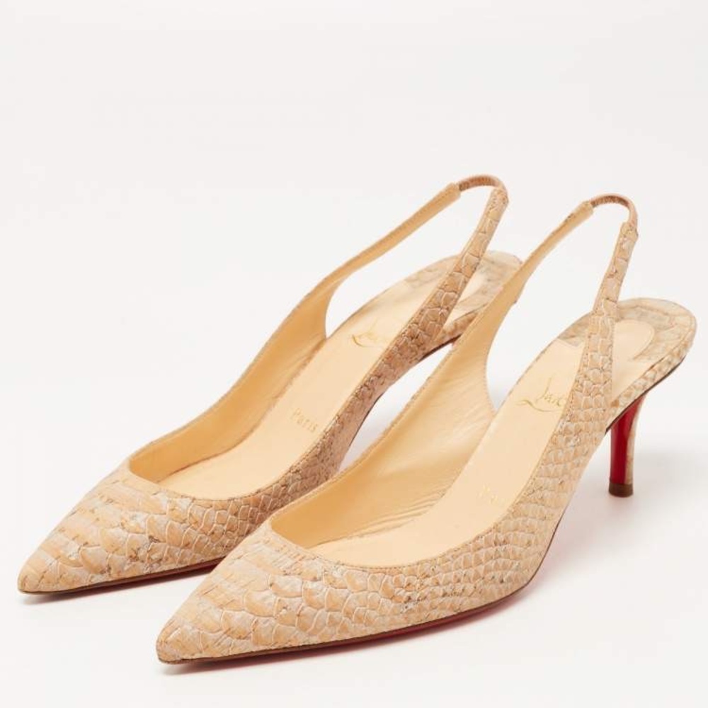 Christian Louboutin Kate Python-Embossed Slingbac… - image 2